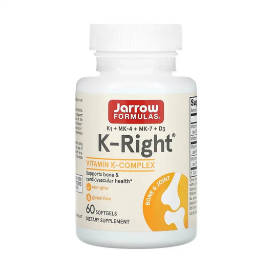 K-Right (Vitamina K1, K2 MK-4 si MK-7) Jarrow Formulas, 60 softgels
