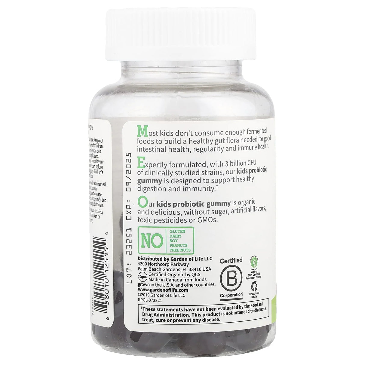 Kids Probiotic Gummies, 3 Billion CFU, Garden of Life, 30 jeleuri