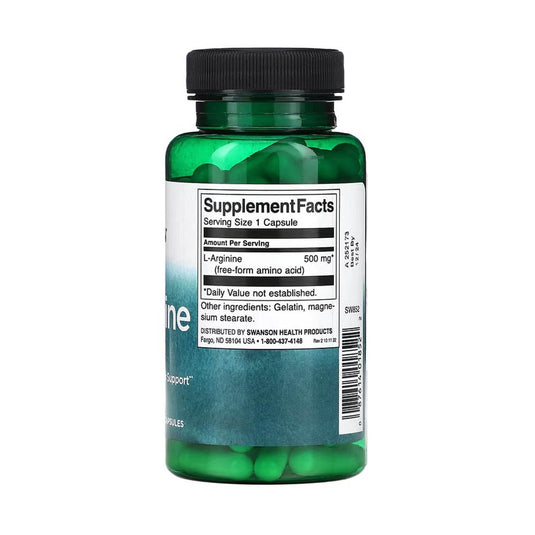 L-Arginine, 500 mg, Swanson, 100 capsule SW852
