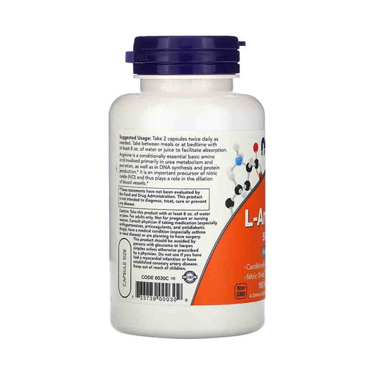 L-Arginine, 500mg, Now Foods, 100 capsule
