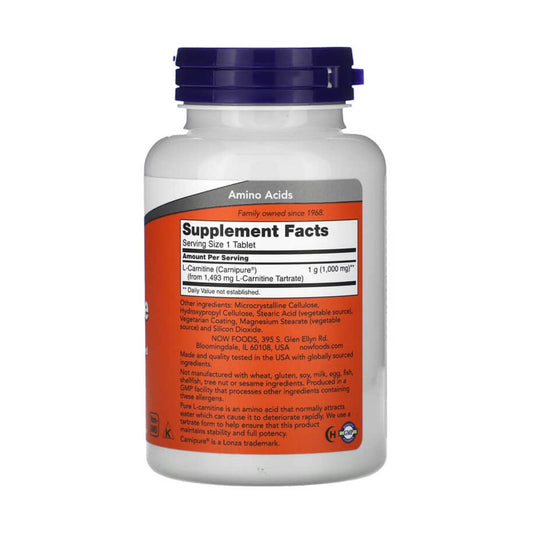L-Carnitine Carnipure, 1000 mg, Now Foods, 50 tablete