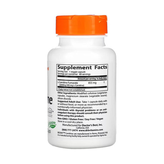 L-Carnitine Fumarate with Biosint, 855 mg, Doctor's Best, 60 capsule