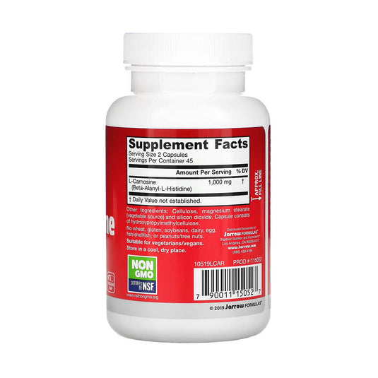 L-Carnosine (beta-alanyl-L-histidine), Jarrow Formulas, 90 capsule