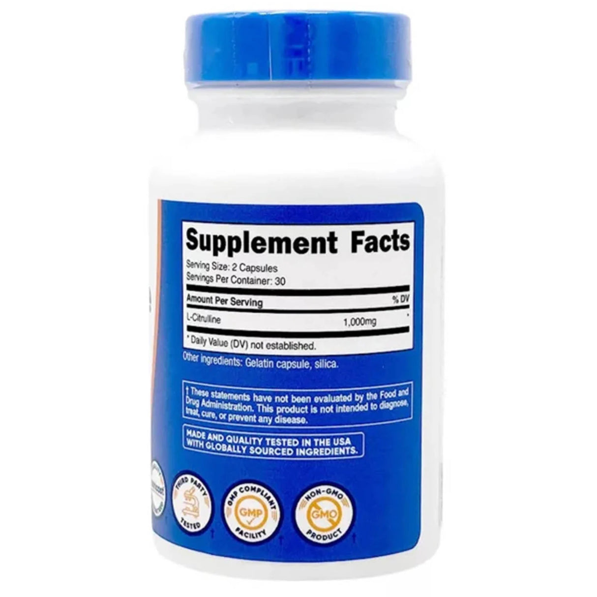 L-Citrulline (Rezistență la Efort), 500 mg, Nutricost, 60 capsule