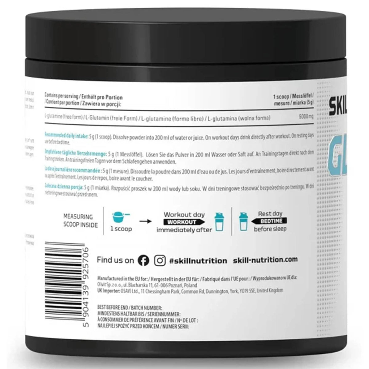 L-Glutamine Powder, Skill Nutrition, 300g