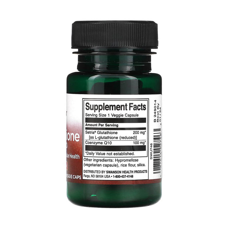 Încărcați imaginea în vizualizatorul Galerie, L-Glutathione 200 mg with CoQ10, 100 mg, Swanson, 30 capsule SWU746
