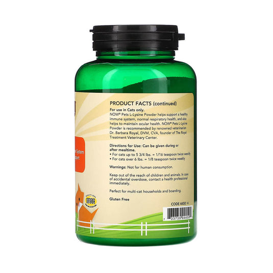 L-Lysine pentru Pisici, Now Foods Pets, 226g