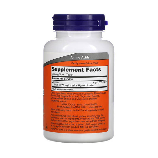 L-Lysine, (Lizina), 1000mg, Now Foods, 100 tablete