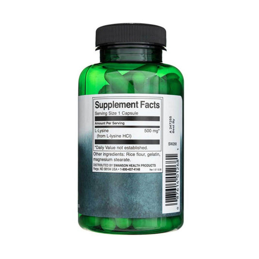 L-Lysine (Lizina HCl), 500 mg, Swanson, 100 capsule SW268