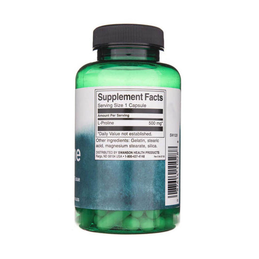 L-Proline (Prolina), 500 mg, Swanson, 100 capsule SW1028