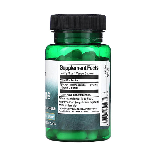 L-Serine AjiPure, Pharmaceutical Grade, 500 mg, Swanson, 60 capsule SWU797