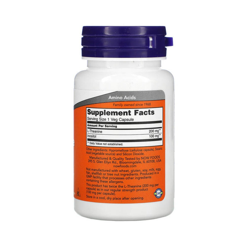 Încărcați imaginea în vizualizatorul Galerie, L-Theanine Double Strength cu Inositol, 200mg, Now Foods, 60 capsule
