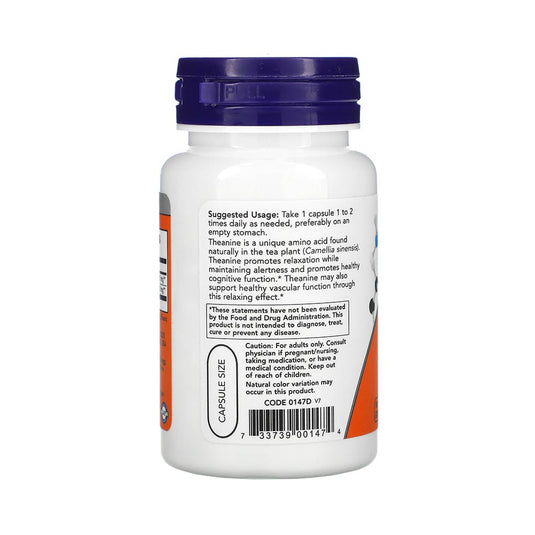 L-Theanine Double Strength cu Inositol, 200mg, Now Foods, 60 capsule