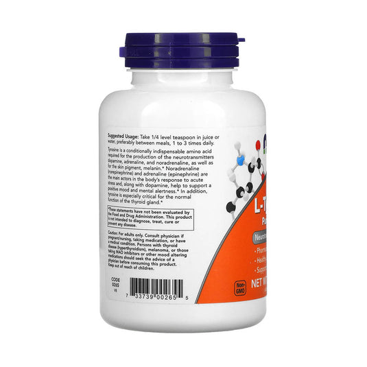 L-Tyrosine Pure Powder, Now Foods, 113g