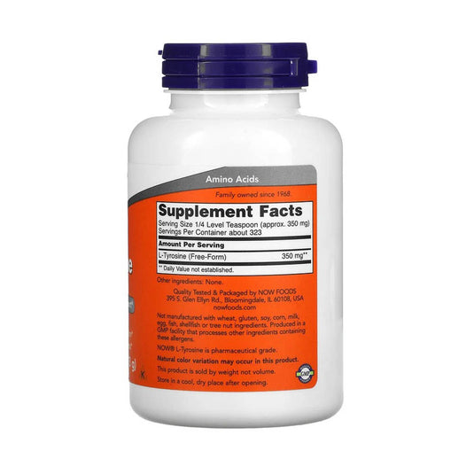 L-Tyrosine Pure Powder, Now Foods, 113g