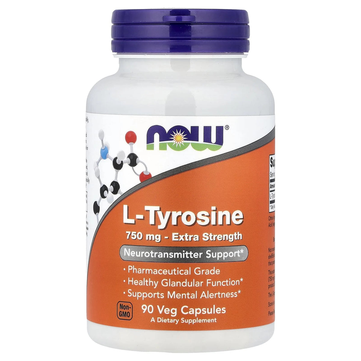 L-Tyrosine, Tirozina 750mg, Now Foods, 90 veg caps