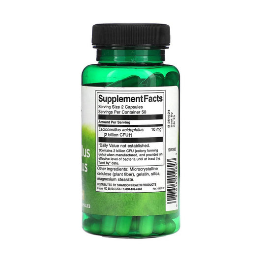 Lactobacillus Acidophilus, 1 Billion CFU, Swanson, 100 Capsule SW282