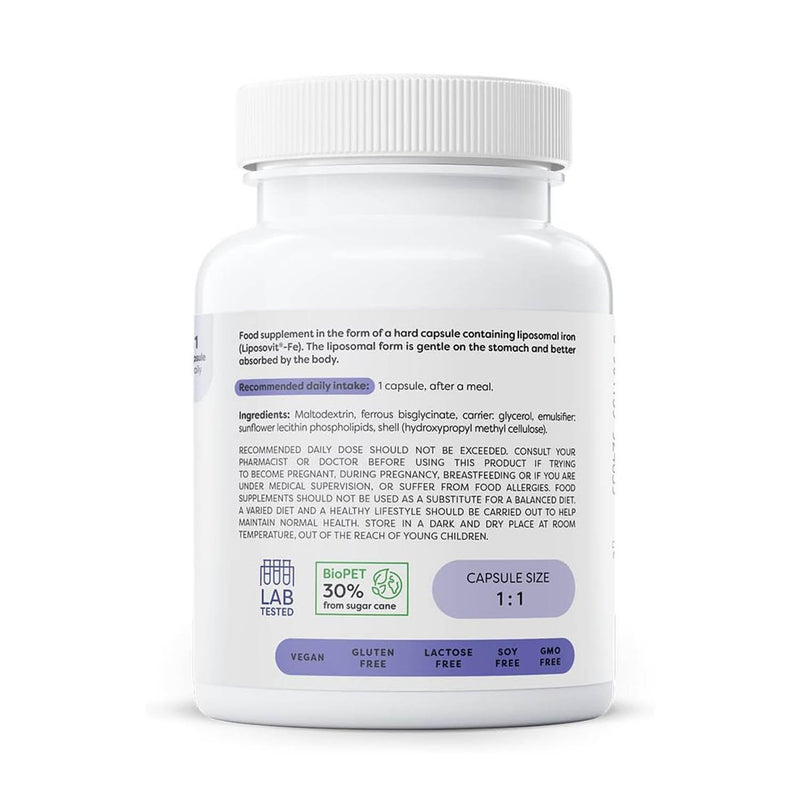 Încărcați imaginea în vizualizatorul Galerie, Liposomal Iron (Fier Bisglicinat), 20mg, Osavi, 60 capsule

