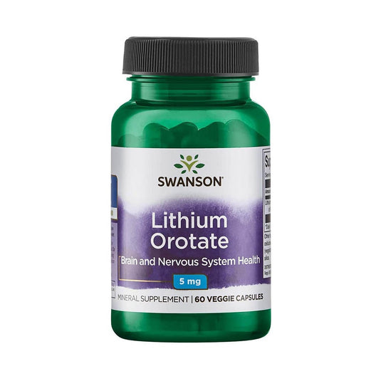 Lithium Orotate, (Litiu Orotat) 5mg, Swanson, 60 capsule SWU913