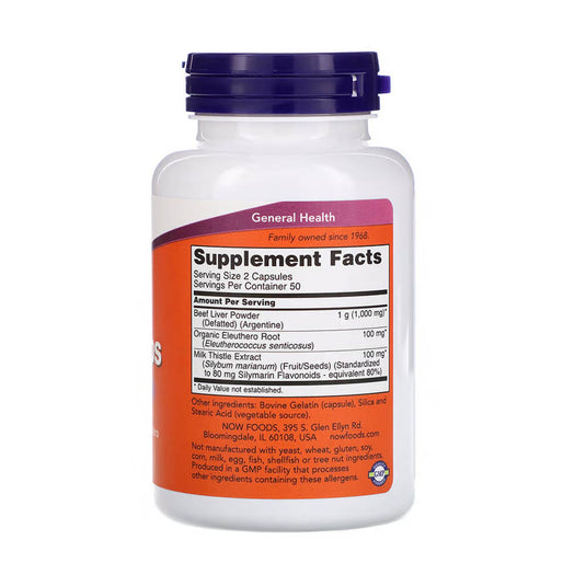 Liver Caps with Milk Thistle & Eleuthero, Now Foods, 100 capsule