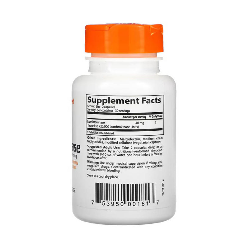 Încărcați imaginea în vizualizatorul Galerie, Lumbrokinase (Sănătate Cardiovasculara), 20 mg, Doctor&#39;s Best, 60 capsule

