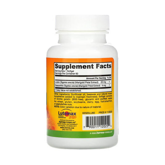 Lutein 20 mg, Zeaxanthin 4 mg, Jarrow Formulas, 60 softgels