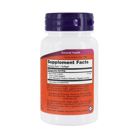 Lutein, Luteina 10mg, Now Foods, 60 softgels