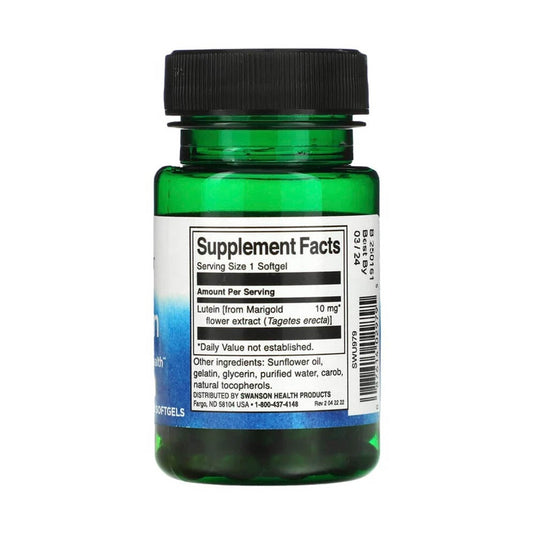 Lutein (Ochi si Vedere) 10 mg, Swanson, 60 softgels SWU979