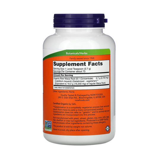 MACA Organica, Pure Powder 6:1, Now Foods, 198g