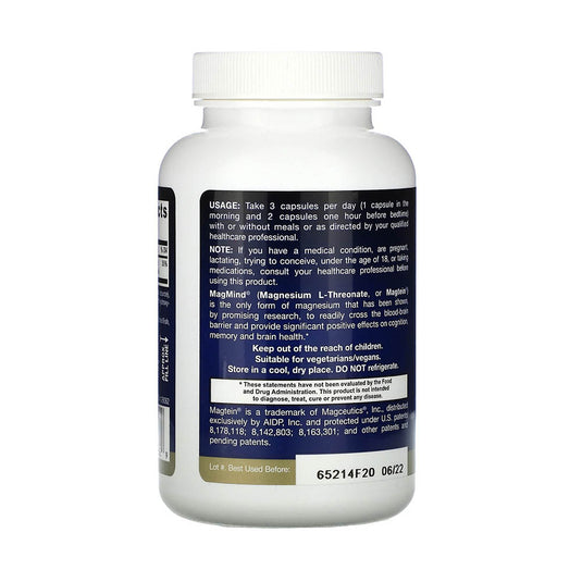 MagMind (Magnesium L-Threonate Magtein), Jarrow Formulas, 90 capsule