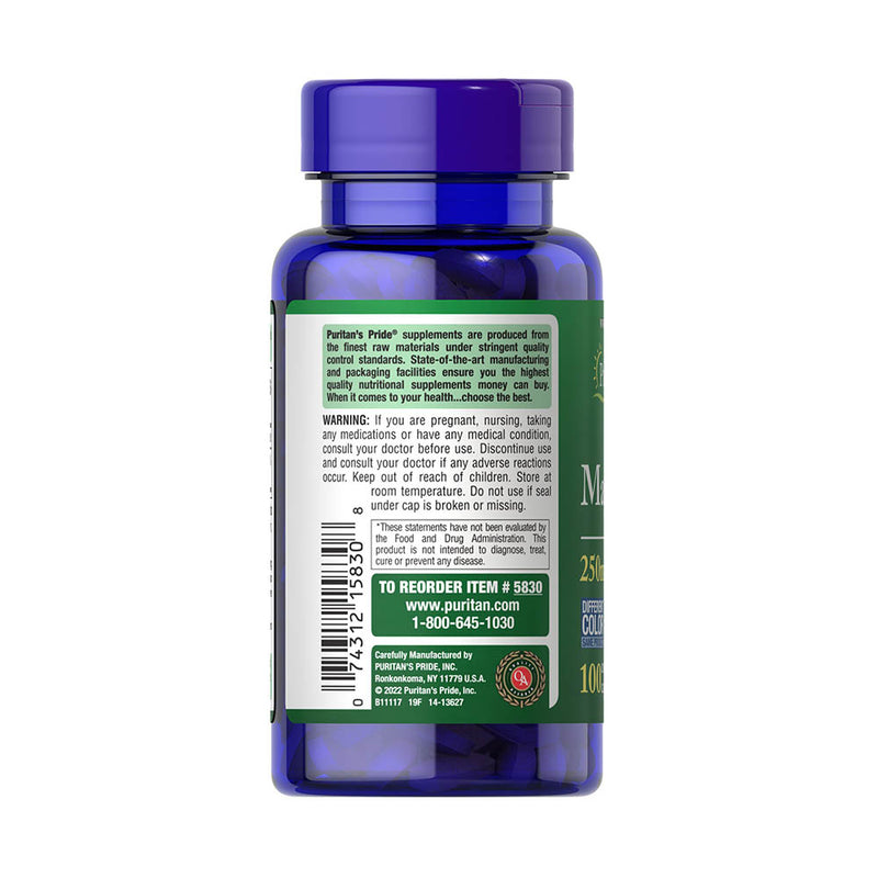 Încărcați imaginea în vizualizatorul Galerie, Magnesium, 250 mg, Puritan&#39;s Pride, 100 Capsule
