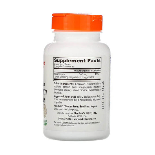 Magnesium Bisglycinate (Magneziu Glicinat), 100mg, Doctor's Best , 120 tablete