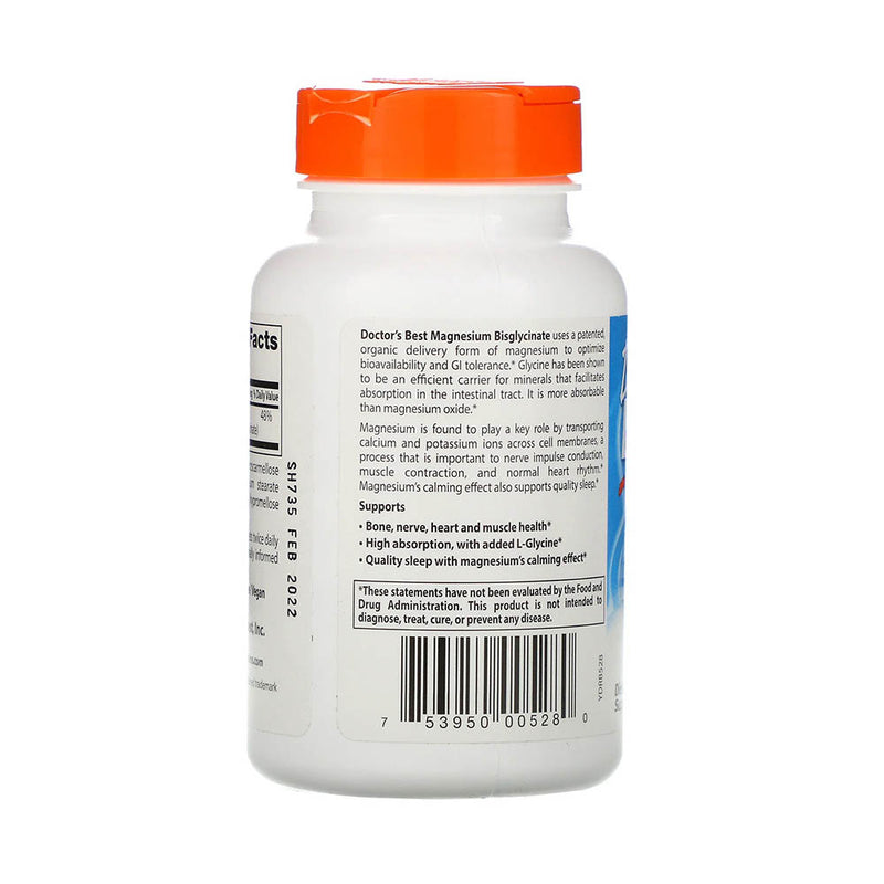 Încărcați imaginea în vizualizatorul Galerie, Magnesium Bisglycinate (Magneziu Glicinat), 100mg, Doctor&#39;s Best , 120 tablete

