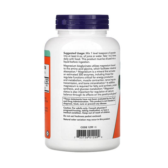 Magnesium Bisglycinate Powder, Now Foods, 227g