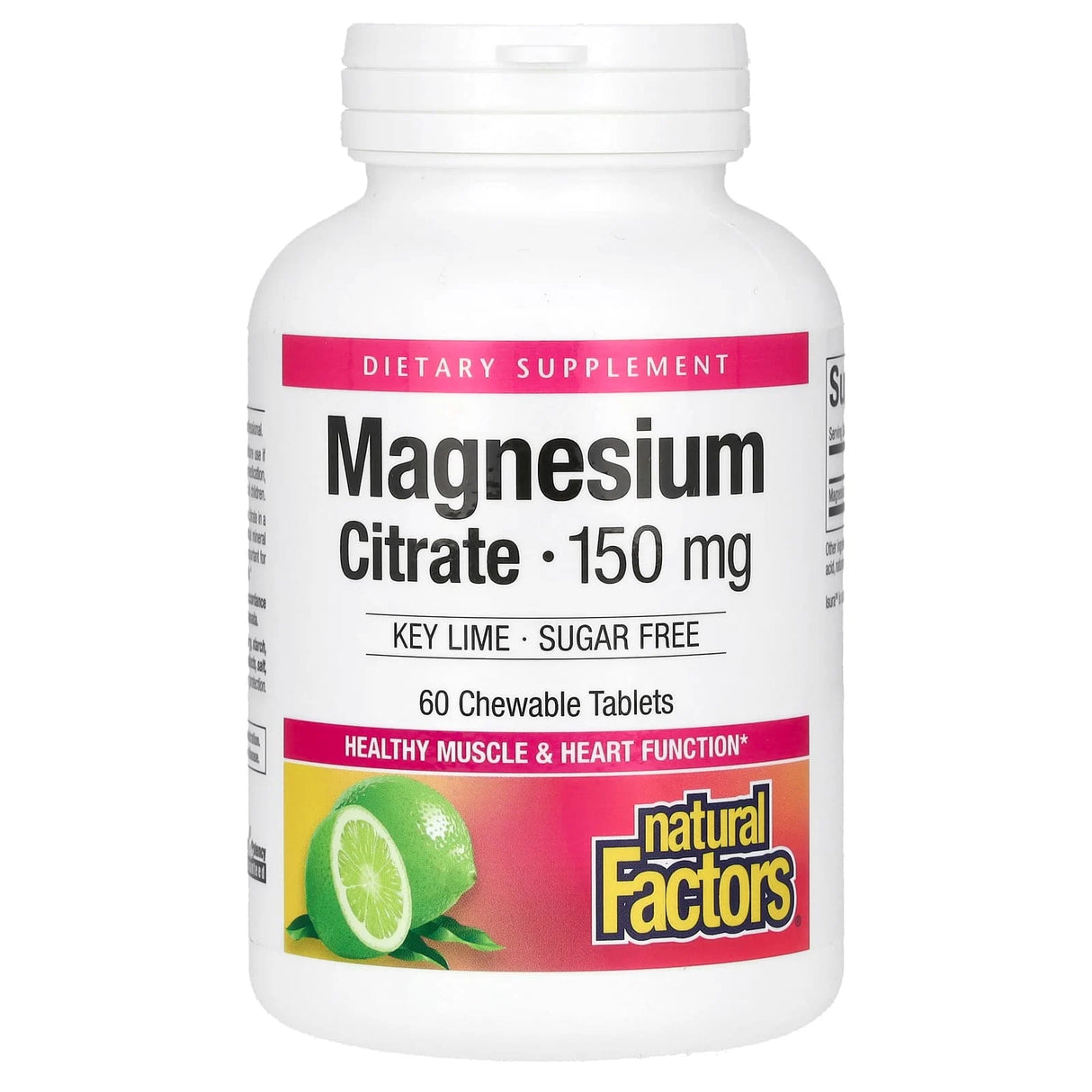 Magnesium Citrate, 150 mg, Natural Factors, 60 tablete masticabile