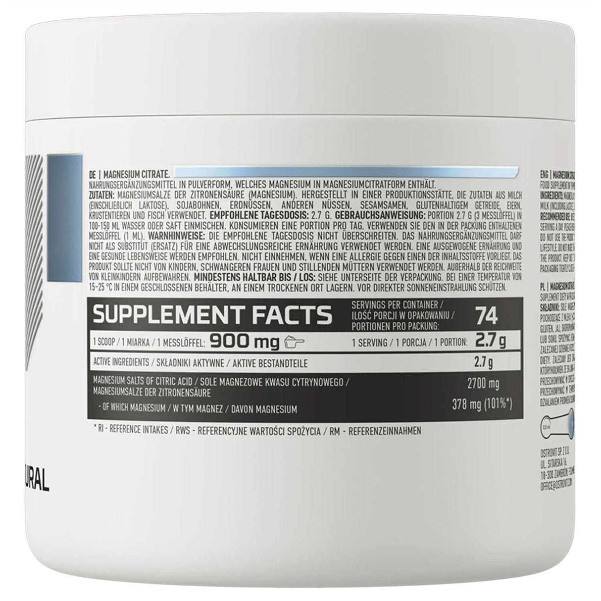 Magnesium Citrate Powder, OstroVit, 200g