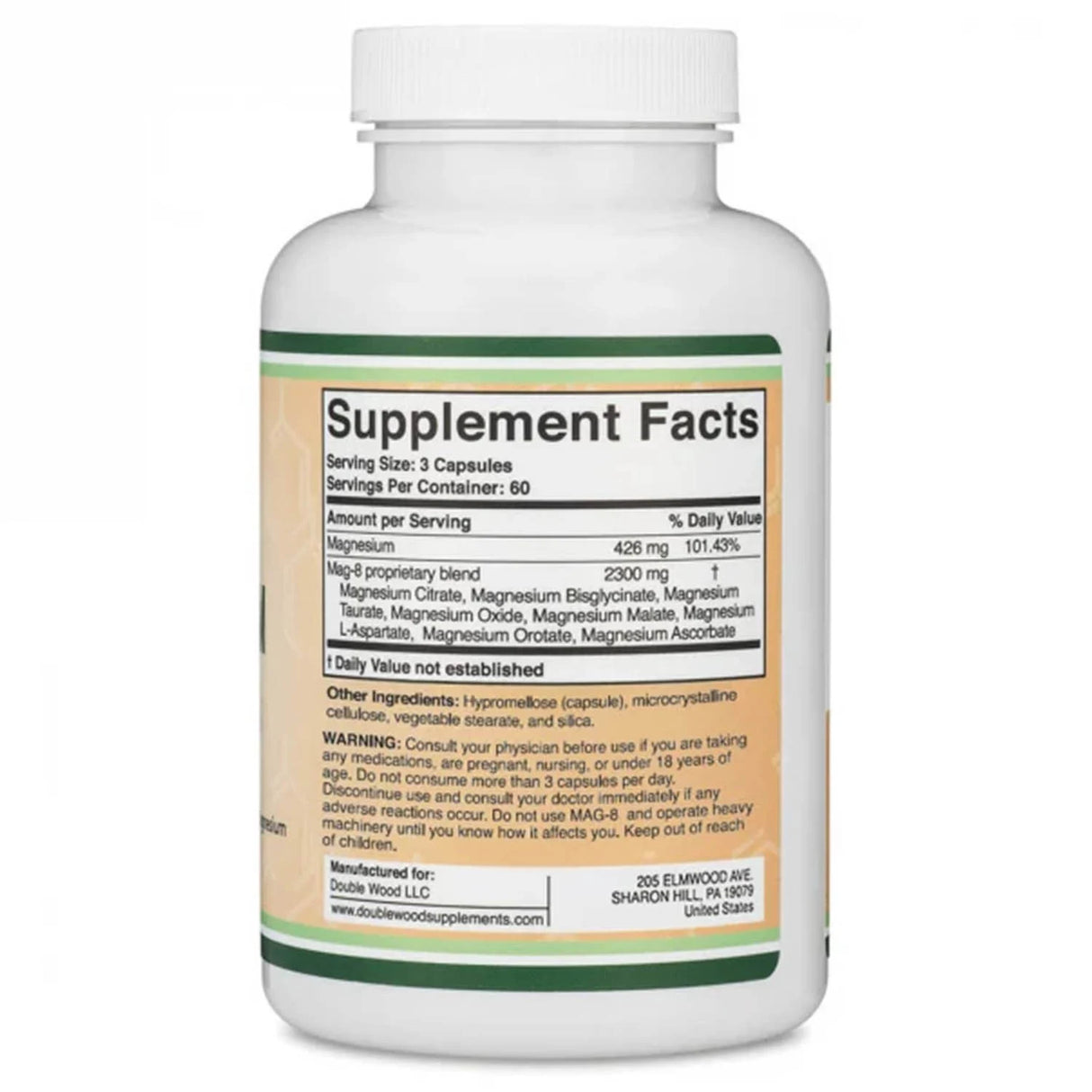 Magnesium Complex (8 forme de Magneziu), 766 mg, Double Wood Supplements, 180 capsule