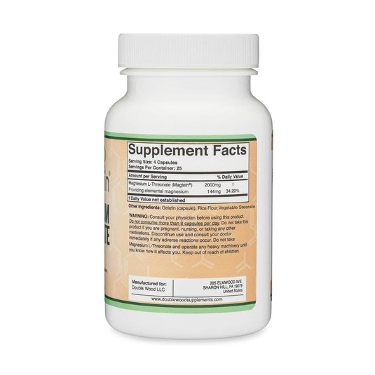 Magnesium L-Threonate (Magtein), 2000 mg, Double Wood Supplements, 100 capsule