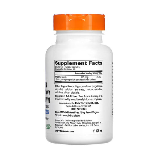 Magnesium Lysinate Glycinate, Doctor's Best, 120 capsule