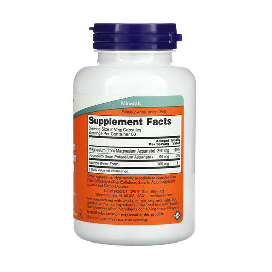 Magnesium & Potassium Aspartate with Taurine, NOW Foods, 120 capsule