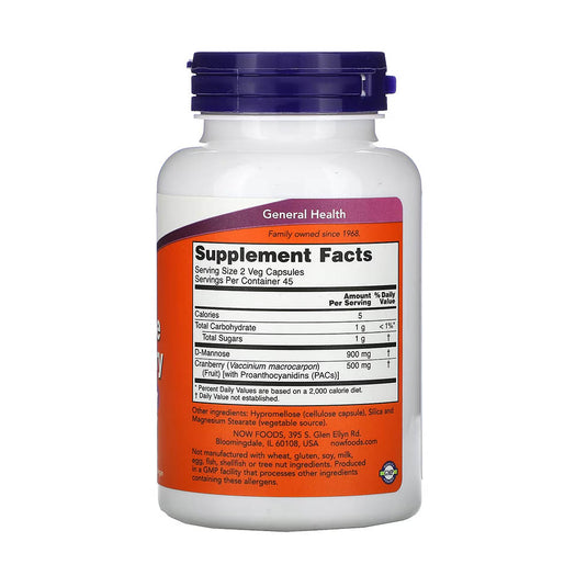 Mannose Cranberry (Sănătatea Tractului Urinar), Now Foods, 90 capsule