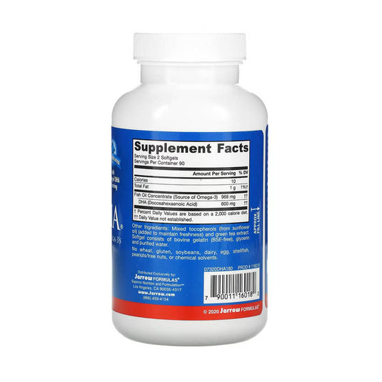 Max DHA Omega 3 Fish Oil, Jarrow Formulas, 180 softgels