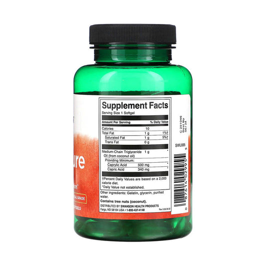 MCT Pure (Cetogeneza Slabire) 1000 mg, Swanson, 90 softgels SWU995