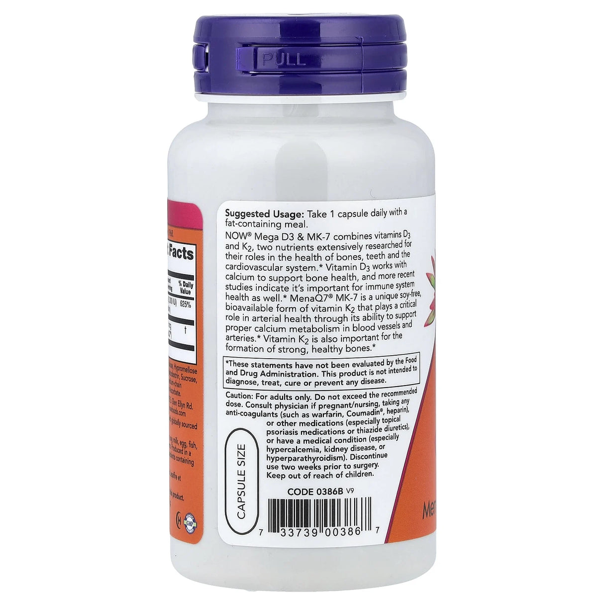 Mega D-3 & MK-7 (K2), 180 mcg (5,000 IU), Now Foods, 120 capsule