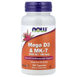Mega D-3 & MK-7 (K2), 180 mcg (5,000 IU), Now Foods, 120 capsule