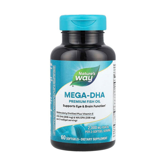 Mega-DHA Premium Fish Oil, Omega 3, Nature's Way, 60 Softgels