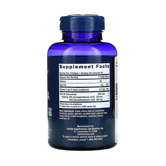 Mega EPA/DHA Omega-3, Life Extension, 120 softgels