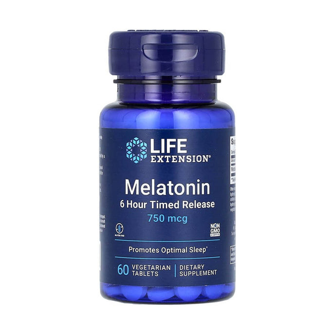 Melatonin, 6 Hour Timed Release, 750 mcg, Life Extension, 60 tablete