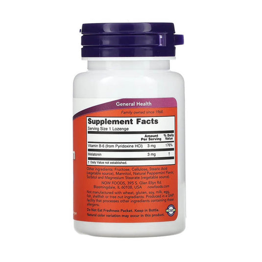Melatonin Chewable, 3 mg, NOW Foods, 90 drajeuri