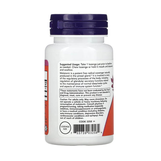 Melatonin Chewable, 3 mg, NOW Foods, 90 drajeuri